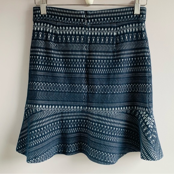 Banana Republic Skirt Blue Stripes Ruffle Flounce Cotton Stretch Office Zero XS - Picture 5 of 5